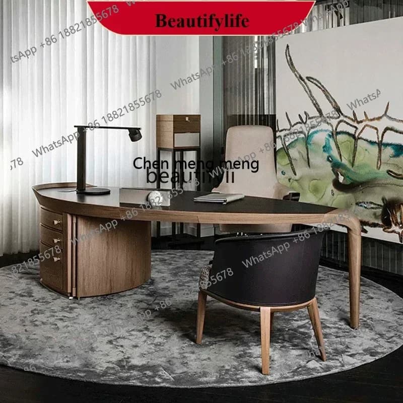 X  ss 8617 Italian light luxury desk all solid wood desk pure solid wood walnut desk boss table