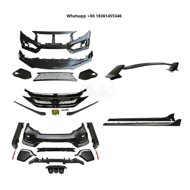 For 2016-2020  Change TYPER Style Front Bumper Rear Bumper Side Skirt Front Lip Grill Exhaust PP Material Car Bodykit