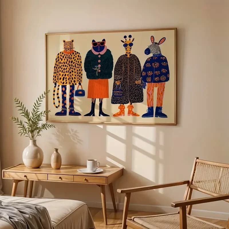Abstract Fashion Animal Canvas Posters, Wall Art, Modern Bedroom and Living Room Walls, Home Wall Decoration, Gifts