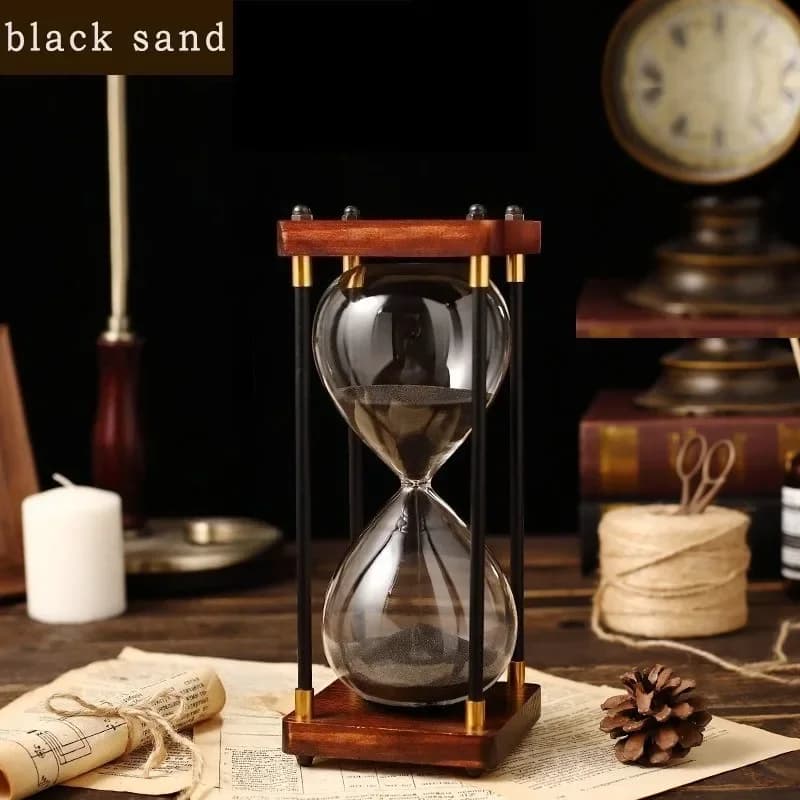 Solid Wood Vintage Classical Hourglasses Creative Drinks Cabinet Living Room Timer Unbreakable Classical Personal Home Decor