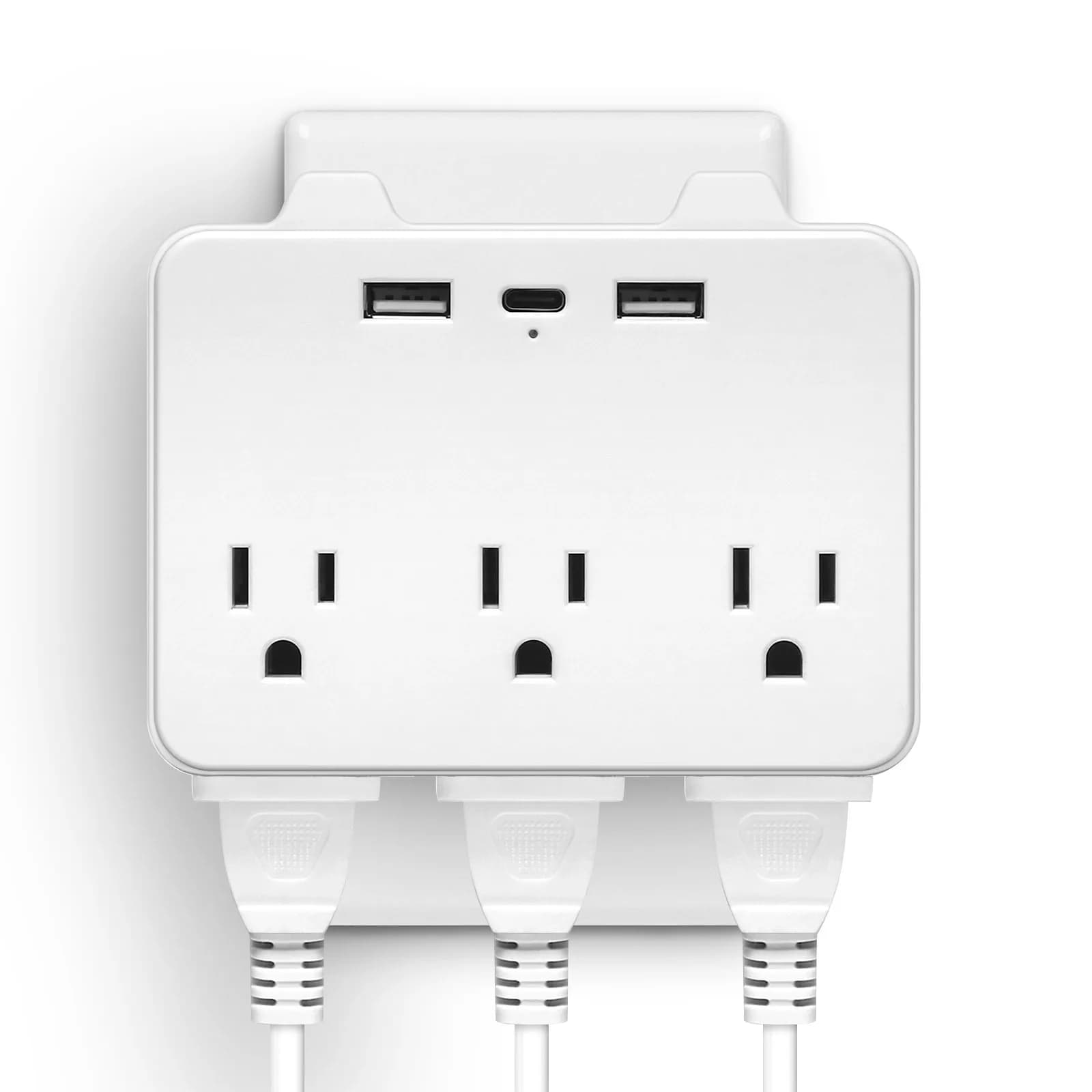 3D US Standard Wall Plug Multifunctional Extension Plug with USB C Conversion for Home Use Multiple Outlets Power Strip