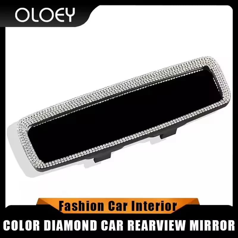 Rhinestone Rearview Mirror Decor Fashion Car Interior Charm Crystal Bling Diamond Rear View Mirror Cover Auto Accessories
