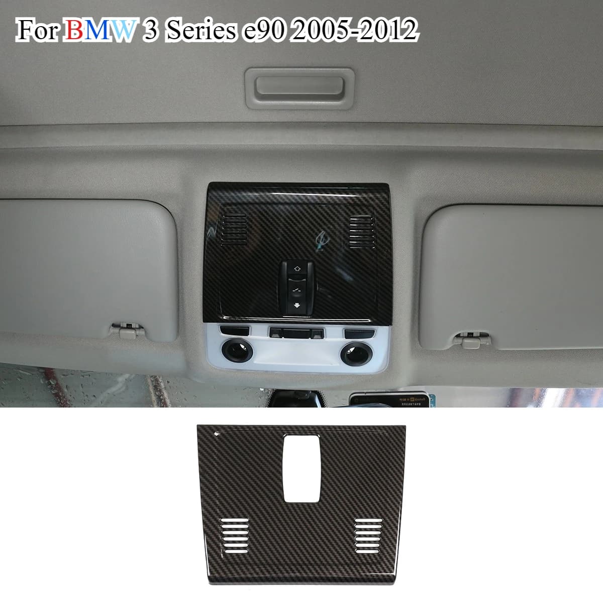 ABS Carbon Fiber/Silver For BMW 3 Series E90 2005-2012 Car Rear Roof Reading Lamp Frame Cover Trim Sticker Car Accessories
