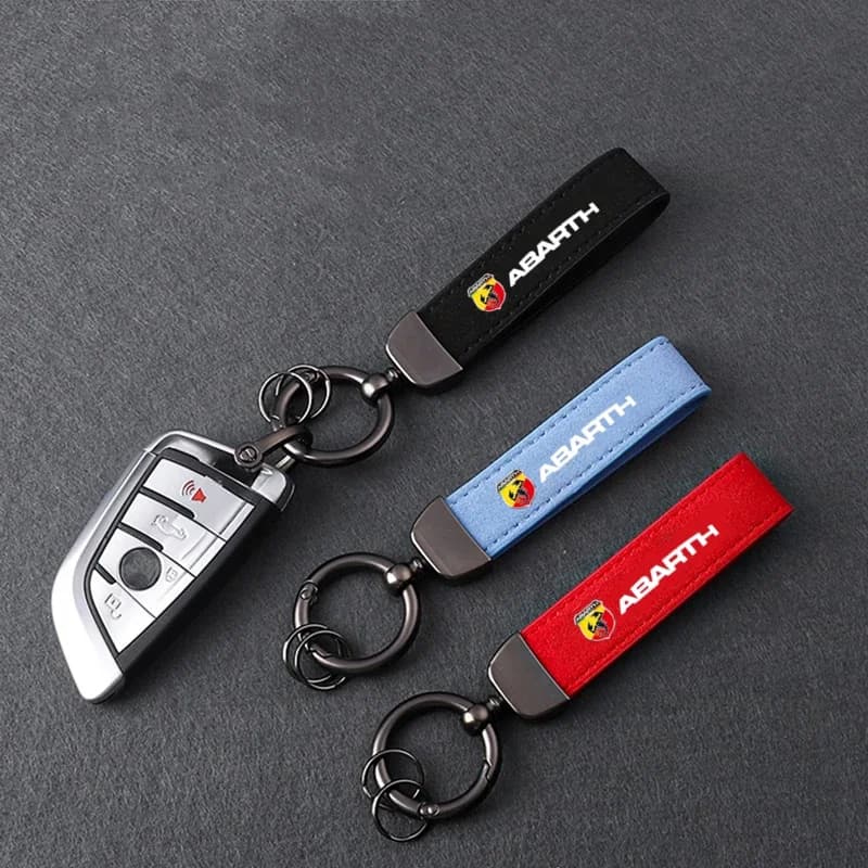 Suede Metal Car Keychain Lanyard Key Ring Decoration Accessory For Abarth 500 595 695 124 Spider 500e