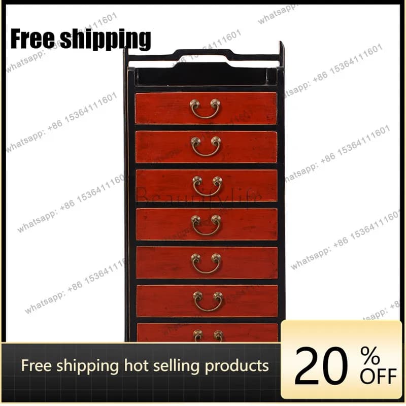 New Chinese imitation classical furniture seven pumping simple document storage display cabinet