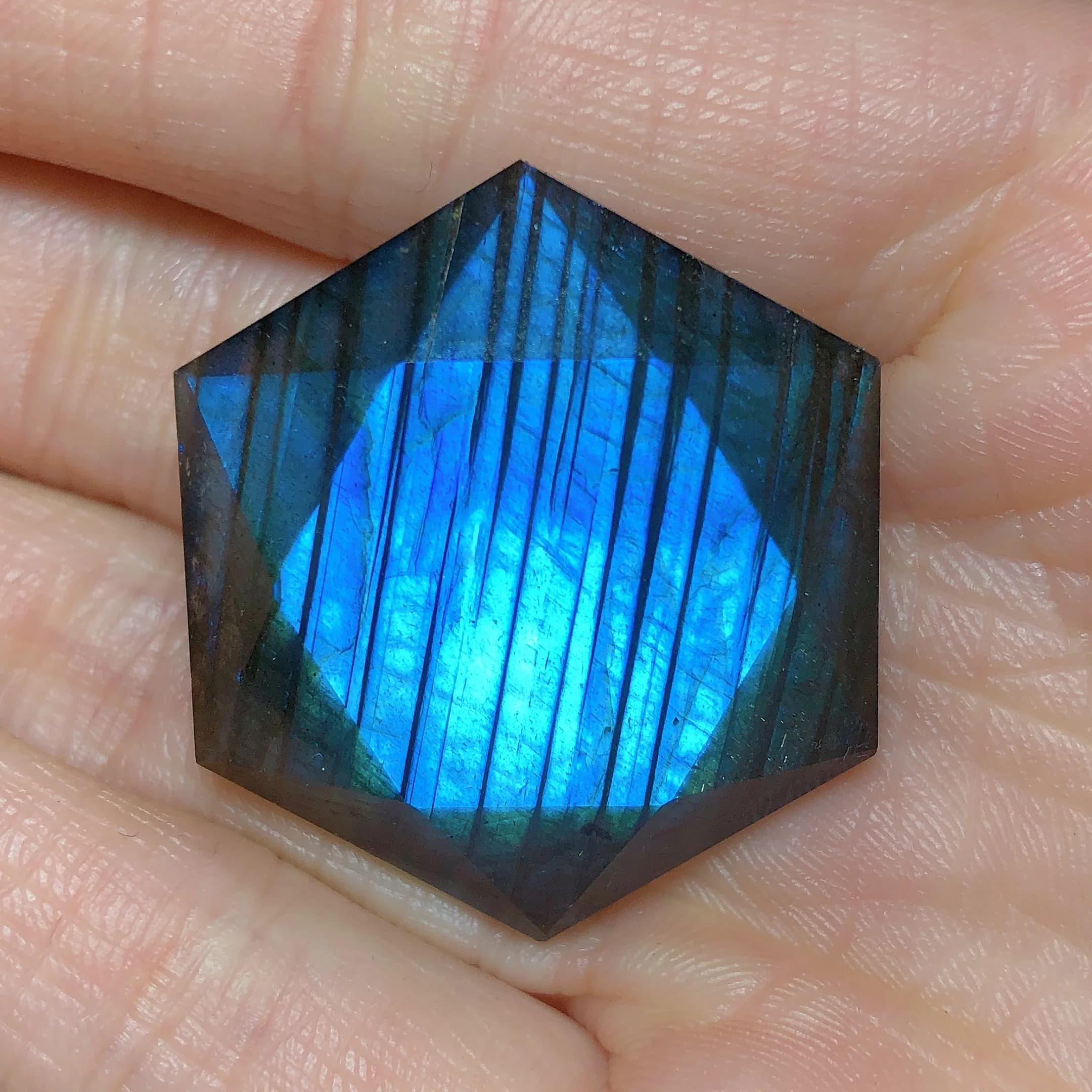 Natural Crystals Labradorite Hexagram Blue Golden Flash Reiki Healing High Quality Wholesale Carving Energy Gift Mineral Ore