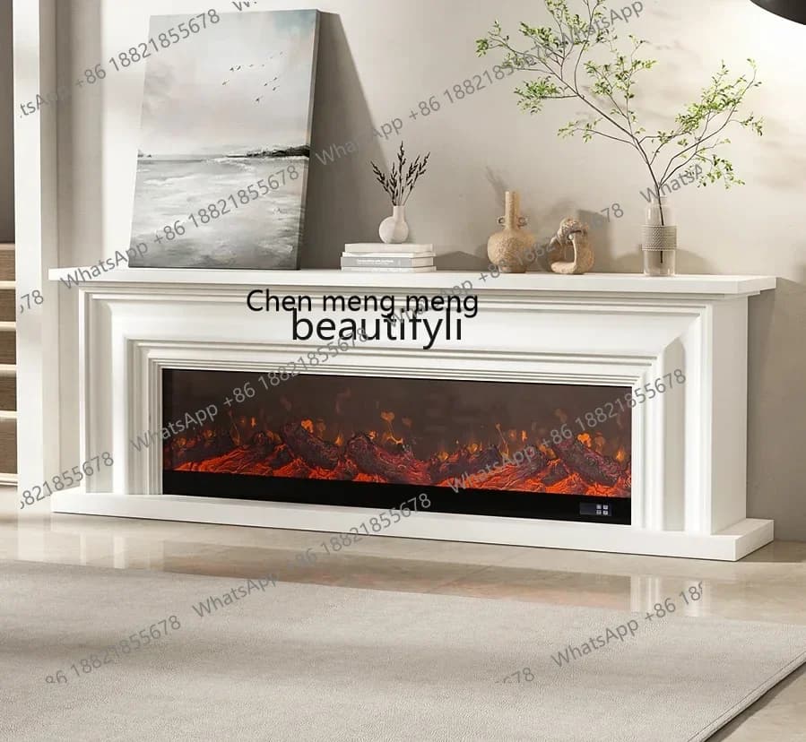 E153  Italian Minimalist Living Room White Fireplace TV Cabinet Modern American Minimalist Bedroom Electric Fireplace Heating Cu