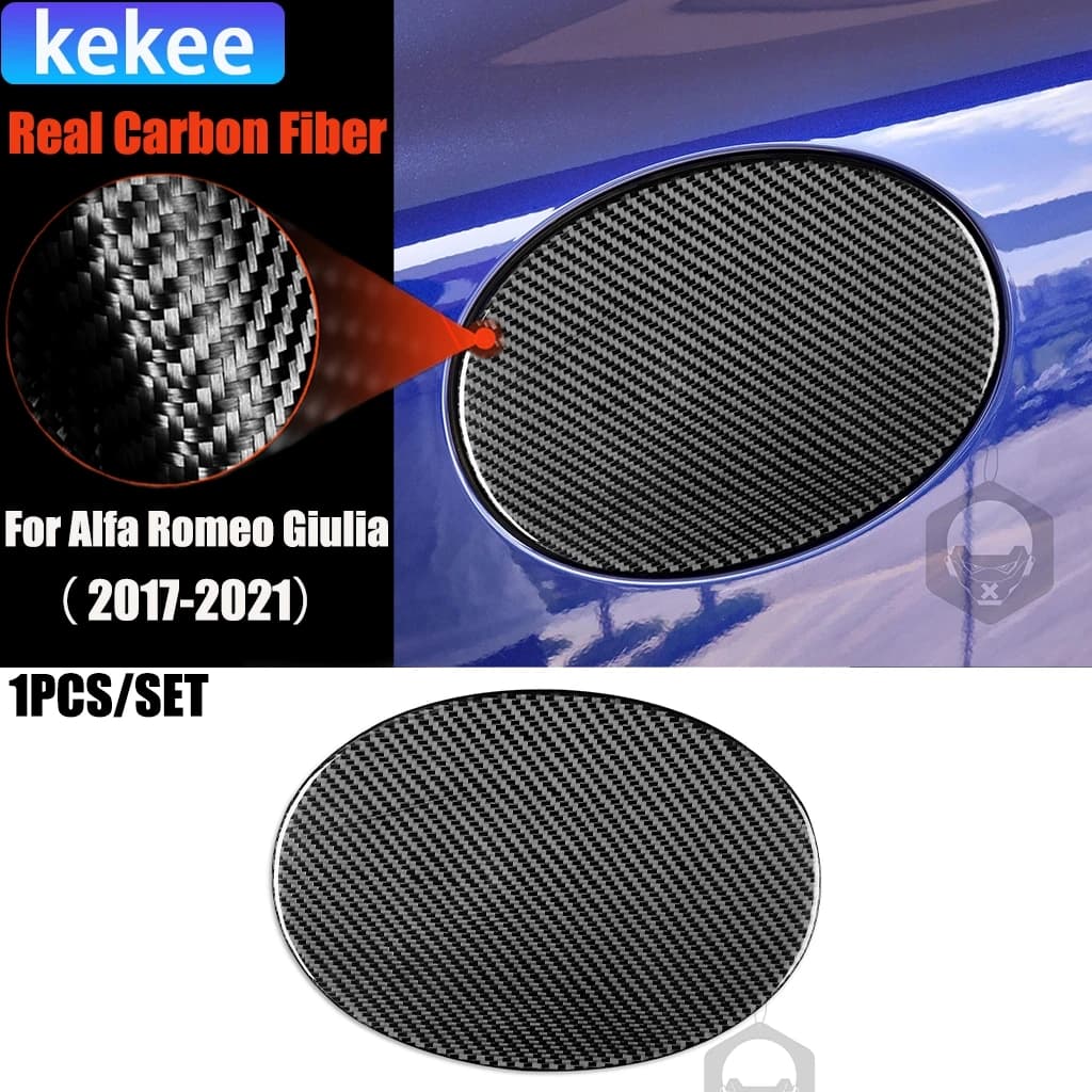 Carbon Fiber Car Accessories Fuel Gas Cap Panel Modified Exterior Trim Cover Soft Sticker For Alfa Romeo Giulia 2017-2021