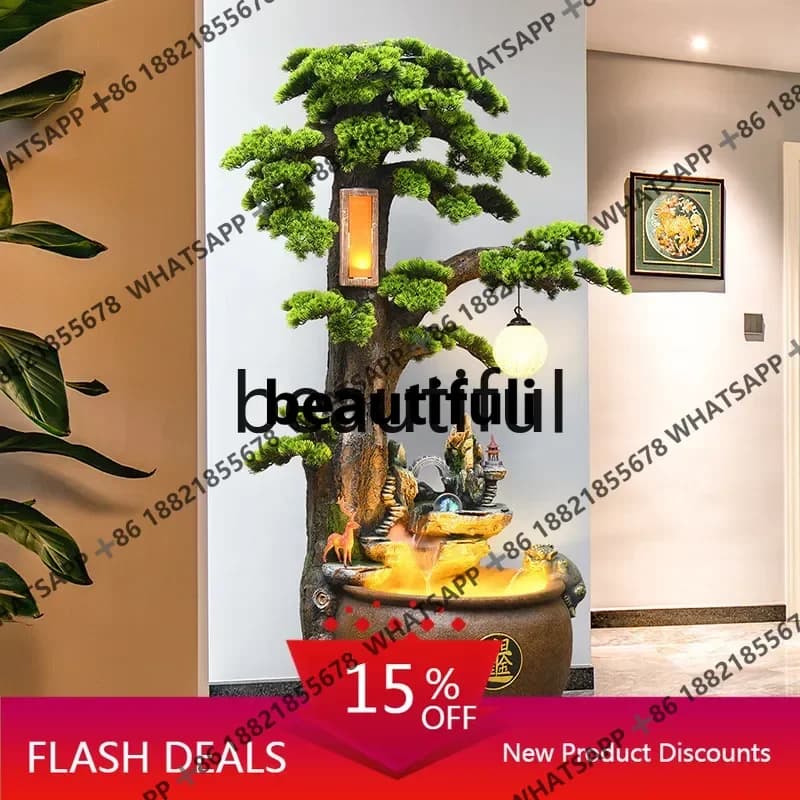 zJ Flowing water fountain ornament living room balcony entrance water feature office club housewarming fish tank circulating wat