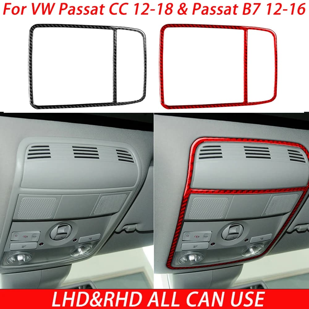 For VW Passat CC 2012-2018 & Passat B7 2012-2016 Carbon Fiber Reading Light Frame Car Interiors Accessories Decoration Stickers