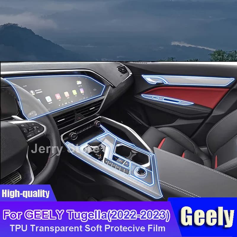 Full Set Interior Protective Film For GEELY Tugella (2022-2023) Anti-Fingerprint Cover Central Control Screen Dashboard Stickers