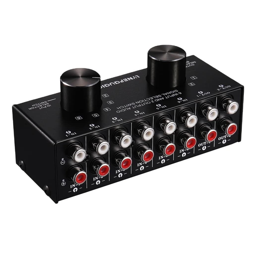 KYYSLB 6 inch 2 Out Audio Source Signal Selection Switcher Speaker Switcher Switch Amplifier Audio Signal Distributor