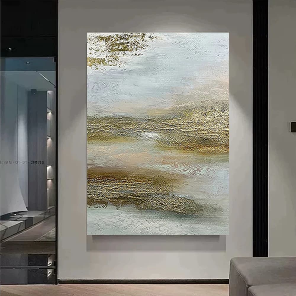 Handmade Beautiful oil painting on canvas wall painting abstarct golden mountains scenery wall art for home living room decor