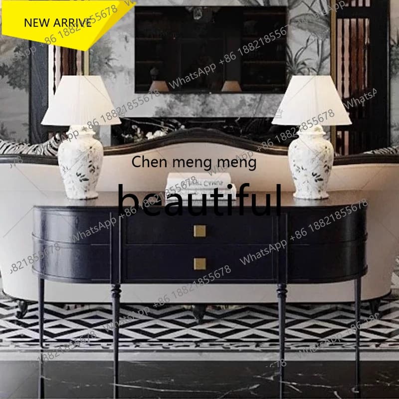 X  M132 Retro solid wood, porch, carved locker, living room entry small apartment wall decorative cabinet