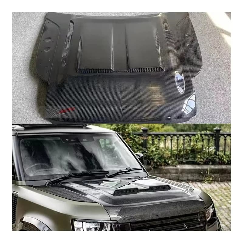New Defender 90 110 Dry Carbon Fiber Transparent Bumper with Exhaust Cut-Outs for Retrofit/Upgrade