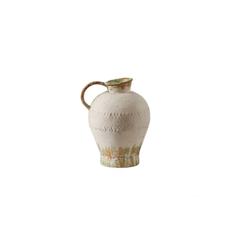 LMM medieval style old-fashioned coarse pottery jar Zen tea room dried flower vase ornament