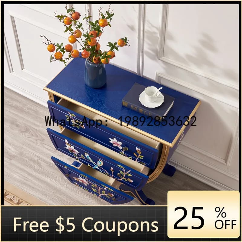 Z5 Entryway Three-Drawer Cabinet Painted Living Room French Decorative Side Cabinet Entrance Storage Cabinet