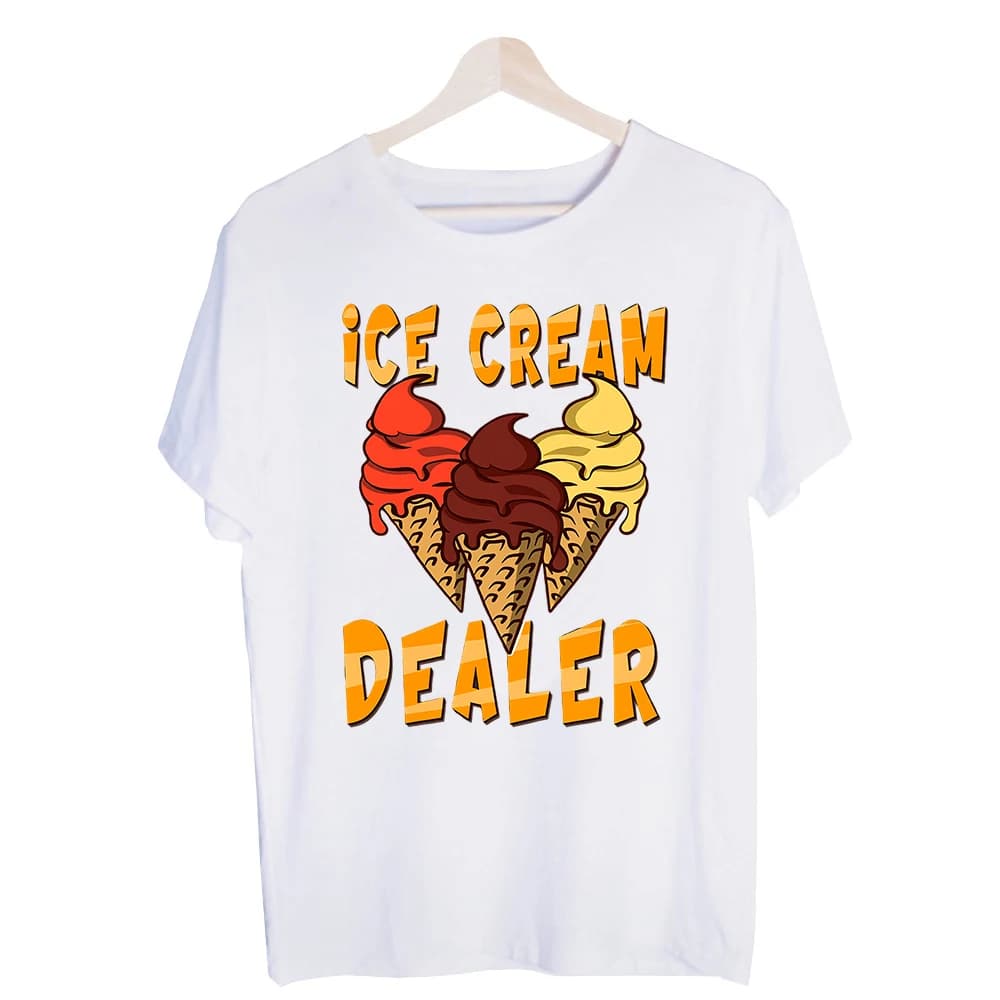 Men's Ice Cream Cone Graphic Tee, Short Sleeve Crew Neck T-Shirt for Summer Casual Wear and Dessert Lover Outfits