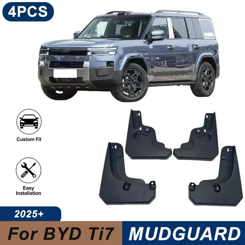 4PCS Car Mud Flaps For BYD Ti7 2025+ Waterproof Anti-Splash Fender Mudguards Auto Exterior Accessories