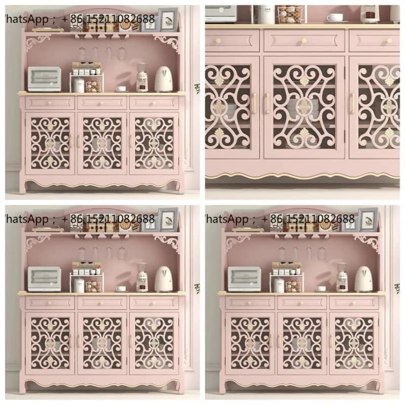 SCY pink solid wood dining side cabinet against the wall coffee cabinet kitchen storage side cabinet