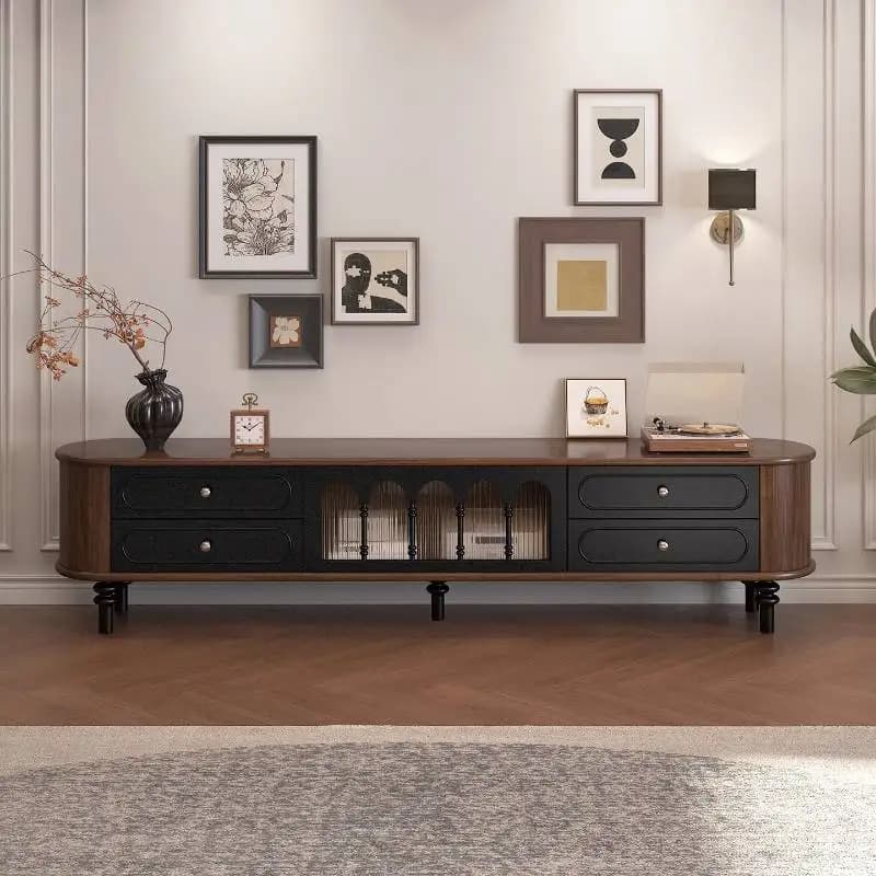 American Black Walnut Tv Table Living Room Module Low Locker Wood Tv Stands Floor Bookcase Display Fernsehen Tisch Furniture