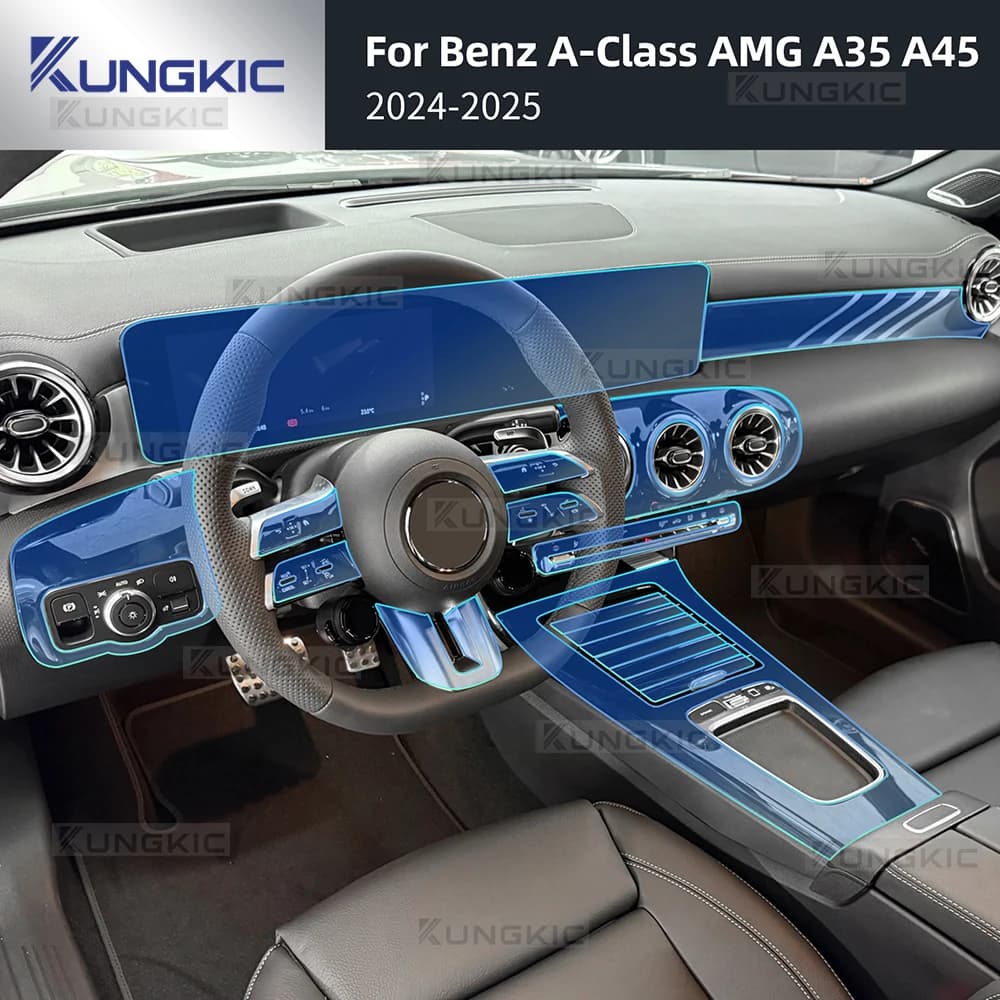 Interior Protective Film for Benz A-Class Amg A35 A45 2024 2025 Navigation Screen Gearbox Anti-Scratch Protection Sticker LHD