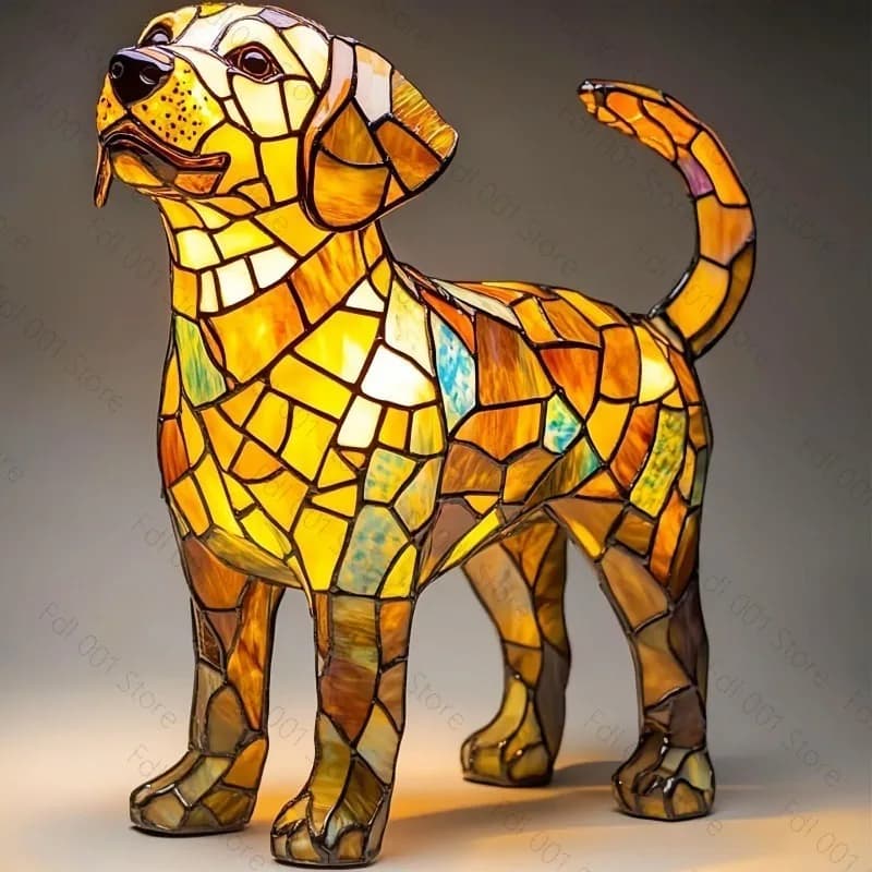 LED animal statue dog series resin ornament night light art creative home desktop decoration