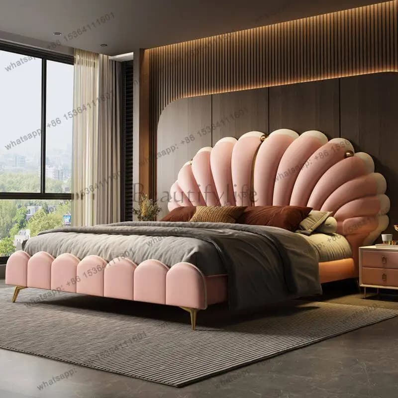 FG Bedroom Double Bed Design Princess Girls Single European Castle Modern Bed Headboards Single Cama Solteiro Unique Furniture