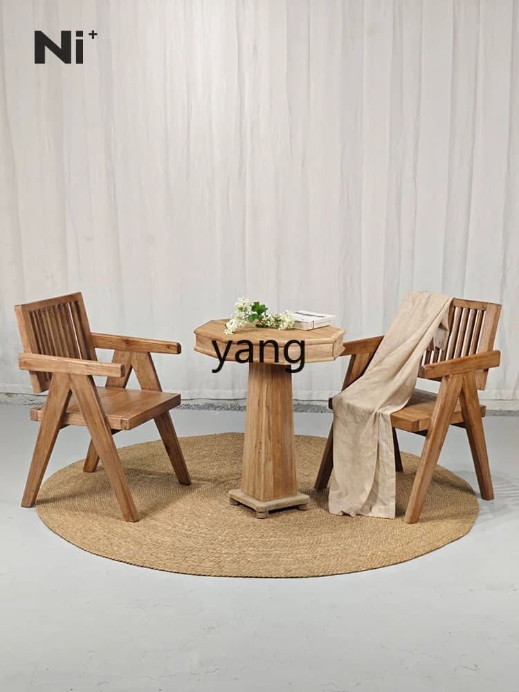 LMM medieval homestay courtyard solid wood leisure chair restaurant armchair