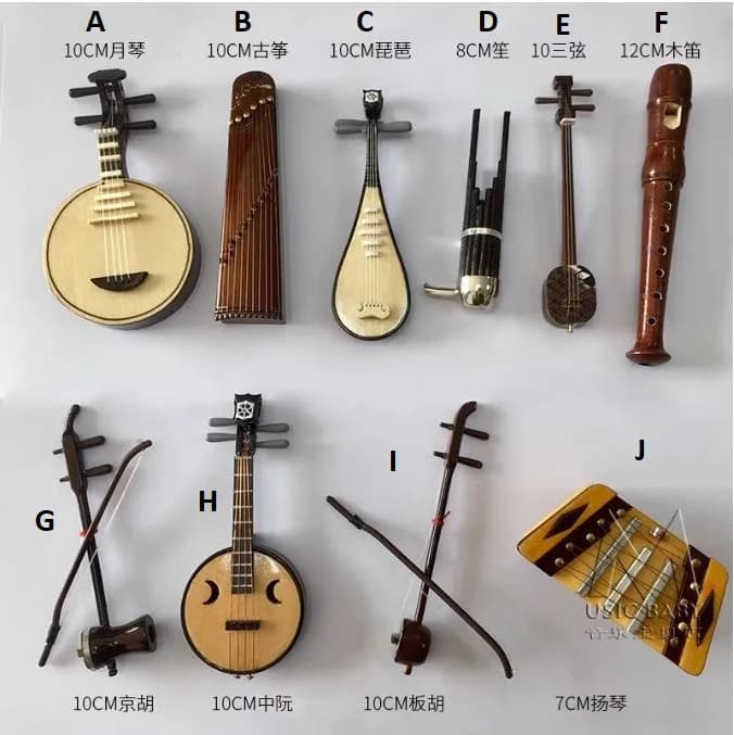 Folk Music Bamboo Flute Customized Mini Model Ornament Guzheng Erhu Zhongruan Yueqin Pipa Yangqin Sanxian Guqin