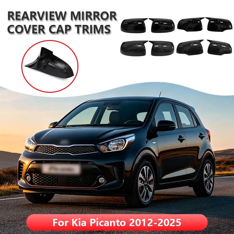 For Kia Picanto 2012-2025 2x Car Sticker Rearview Side Mirror Cover Wing Cap Exterior Case Trim Accessories Vehicle Decoration