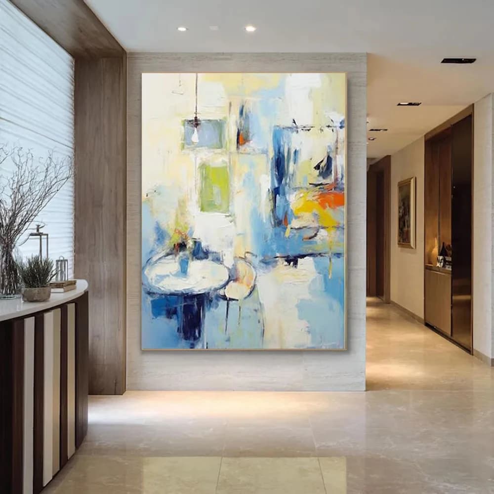 Hand-Painted Abstract Floral Canvas Art Oil Painting - Beautiful Wall Decor for Home Living Room Decorative Artwork