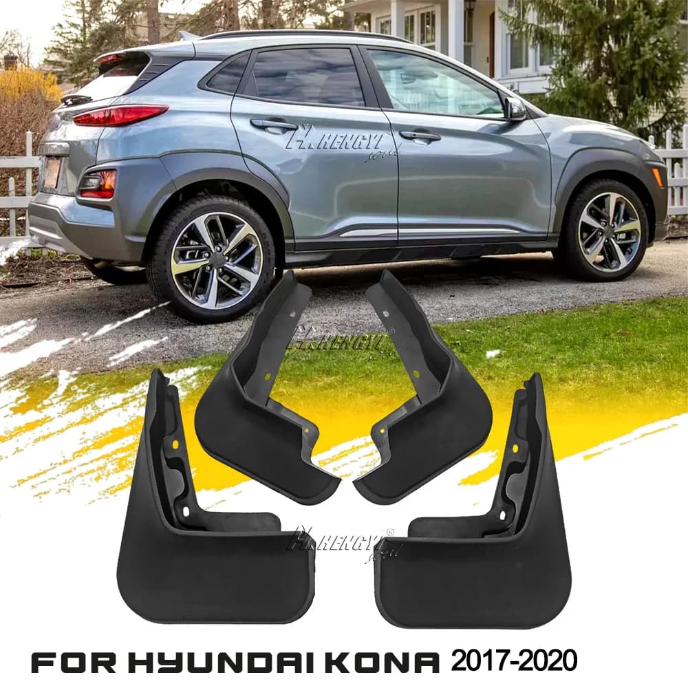 4pcs Car Mudguard For Hyundai Kona 2017-2020 Accessorirs Splash Guards Mud Flaps Mud guard Fender Car Styling Sticker Black