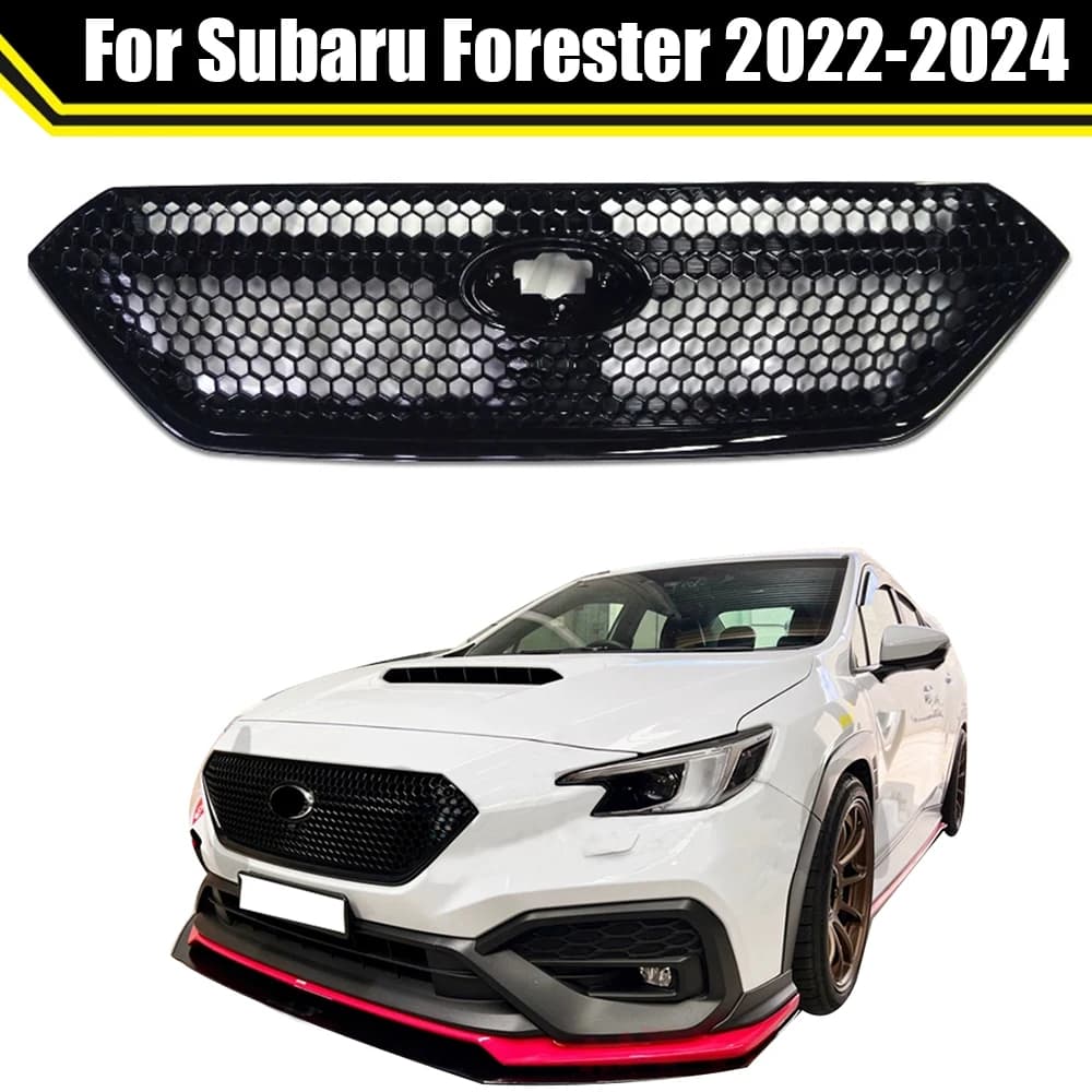 Auto Car Body Parts Front Bumper Grills For Subaru Forester 2022 2023 2024 Radiator Grill Upper Guard Grid Gloss Black Grille