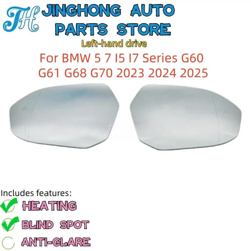 For BMW 5 7 I5 I7 Series G60 G61 G68 G70 2023 2024 2025 Auto Heated Blind Spot Warning Wing Rear Mirror Glass
