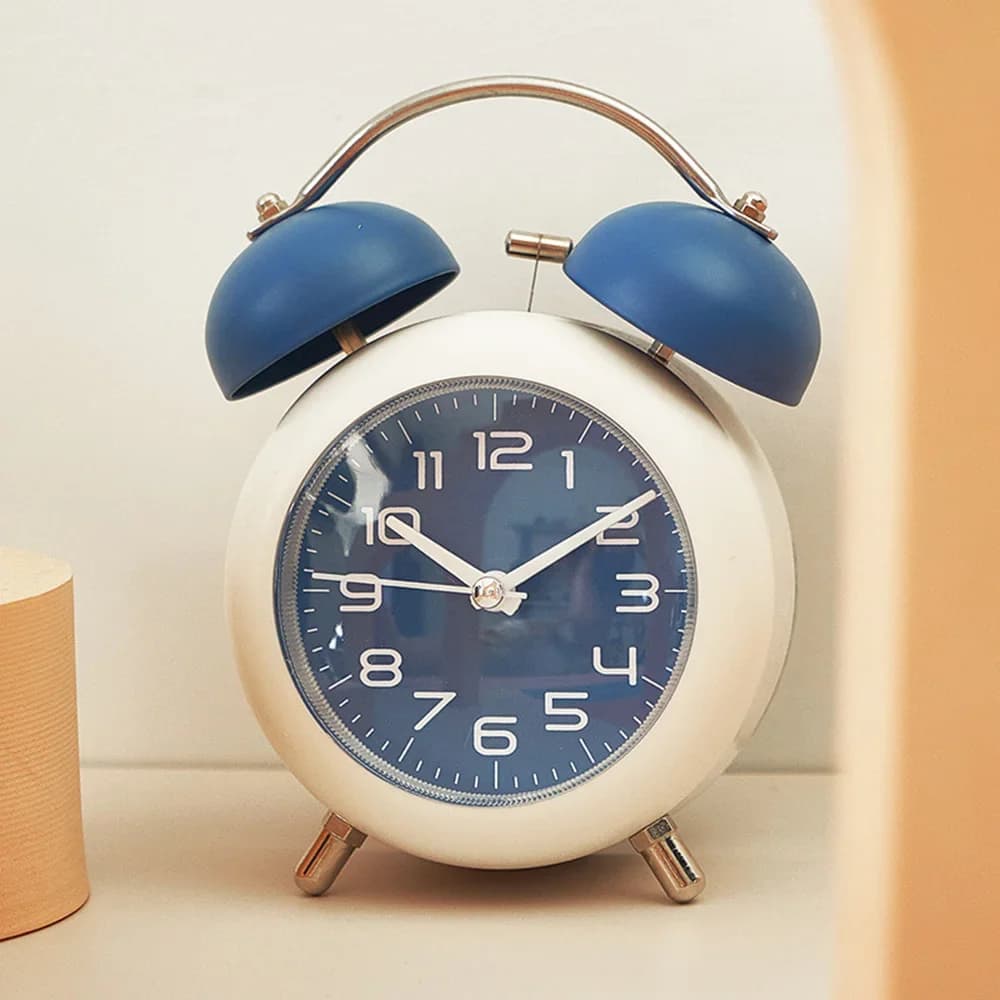 Bell Alarm Clock Bedside Table Clock for Heavy Deep Sleepers Creative Round Alarm Clocks with Roman Numerals Home Decoration