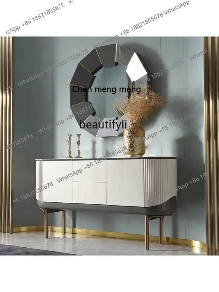 D178 Italian-Style Light Luxury Entrance Cabinet  Post-Modern Simple Sideboard Cabinet Stone Plate Storage Locker against the Wa