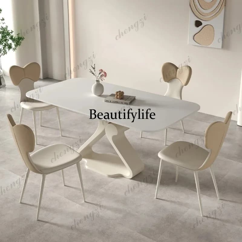 Z138 Modern minimalism Unique Designer Luxury Dining Table White 6 Person Nordic Faux Marble Dining Table Living Room Furniture