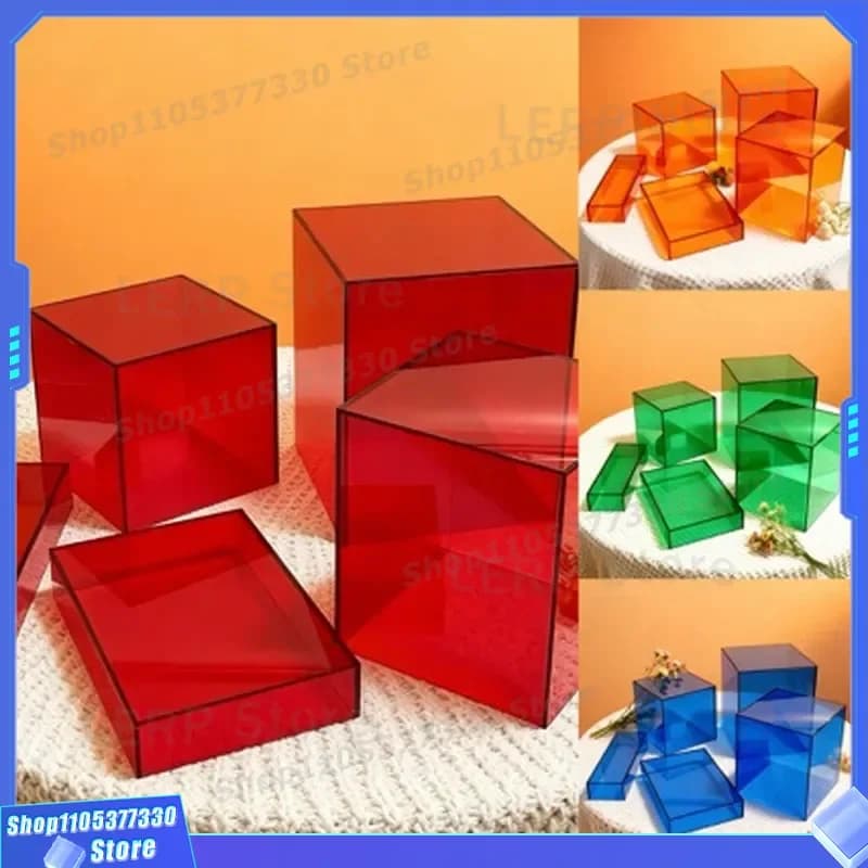 Red Acrylic Cake Display Stand Mori Dopamine Dessert Table for Engagement Banquet Opening Tea Break New Year Party Decoration
