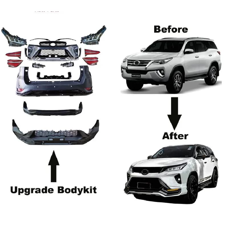 New ved Body Kit for to  Fortuner 2015-2020 Upgr to Fortuner Gr Sport 2021 Front Rear Bumper Grille Side