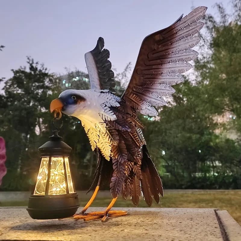 Home Decoration Art Ornaments Animal Modeling Wings Eagle Iron Crafts Indoor and Outdoor Solar Light Ornament Room Decor