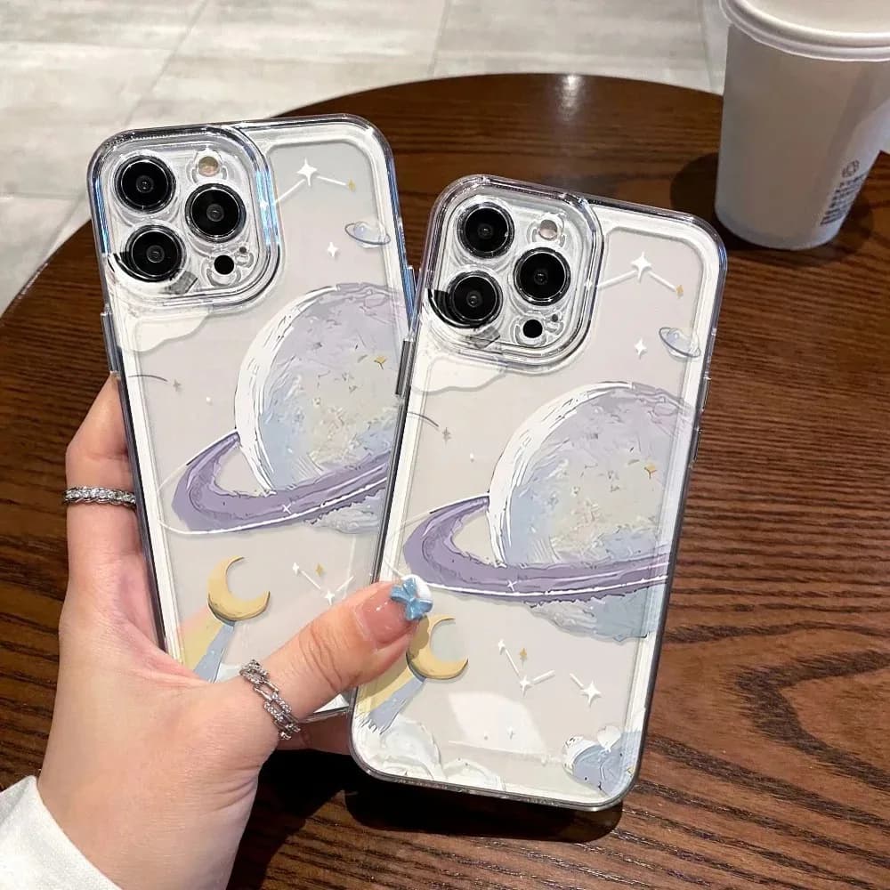 Starry Sky Pattern Transparent Phone Case For Samsung S20 S21 S22 Plus S23 S24 FE S25 Note 20 Ultra A15 A16 A23 A24 A25 5G Cover
