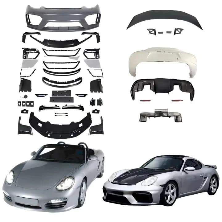 New Carbon Fiber Body Kit for Porsche 987 Boxster Cayman 718 Includes Front Splitter Lip Rear Bumper Diffuser Modified for GT4