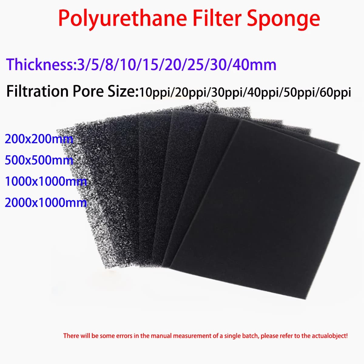 Polyurethane Dustproof Air Purifier Foam Sponge Filter Fish Tank Filter Skimmer Bio Sponge Aquarium Accessories