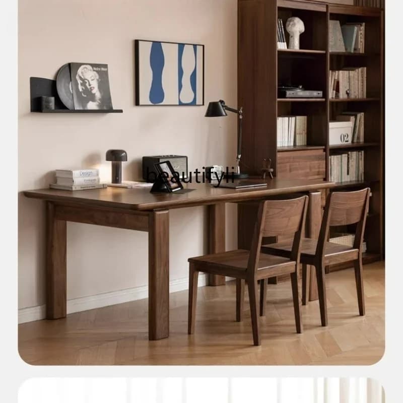 X Solid Wood Dining Table Black Walnut Restaurant Home Dining Table Simple Modern Solid Wood Office Desk