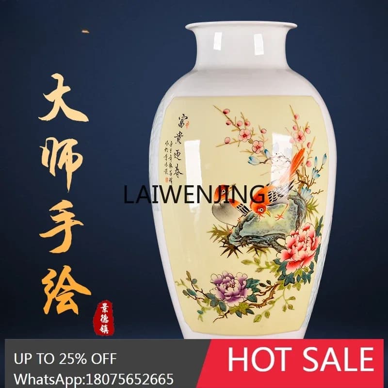 LYN Jingdezhen ceramic master hand-painted rich spring vase decoration living room ornament