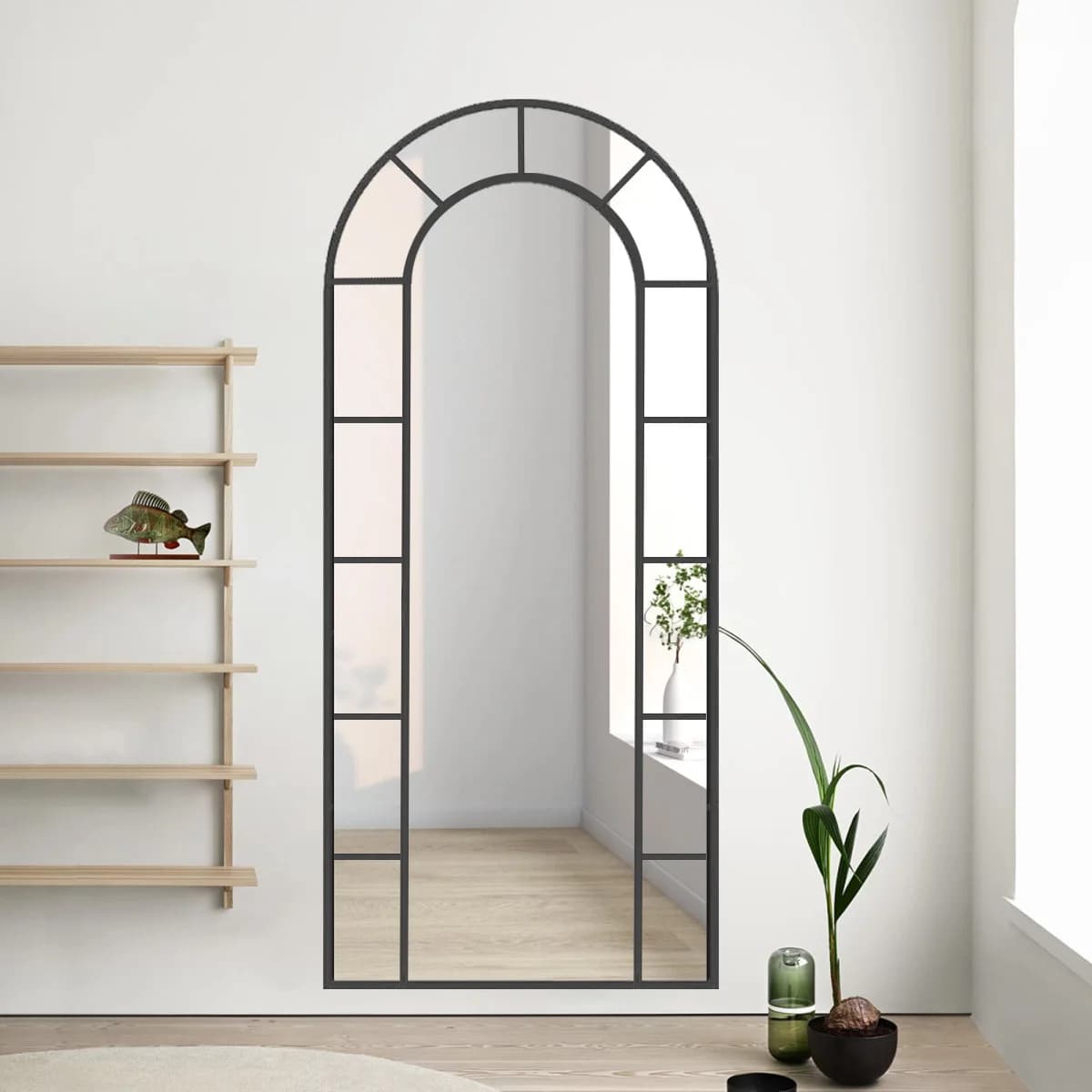 Retro decorative mirror old wall-mounted mirror living room false window wall-mounted mirror