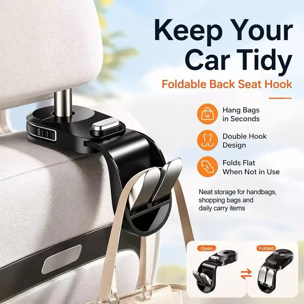4Pcs Car Seat Hook Multifunctional Headrest Hanging Double Hook Universal Car Organizer Storage Hook Hanger