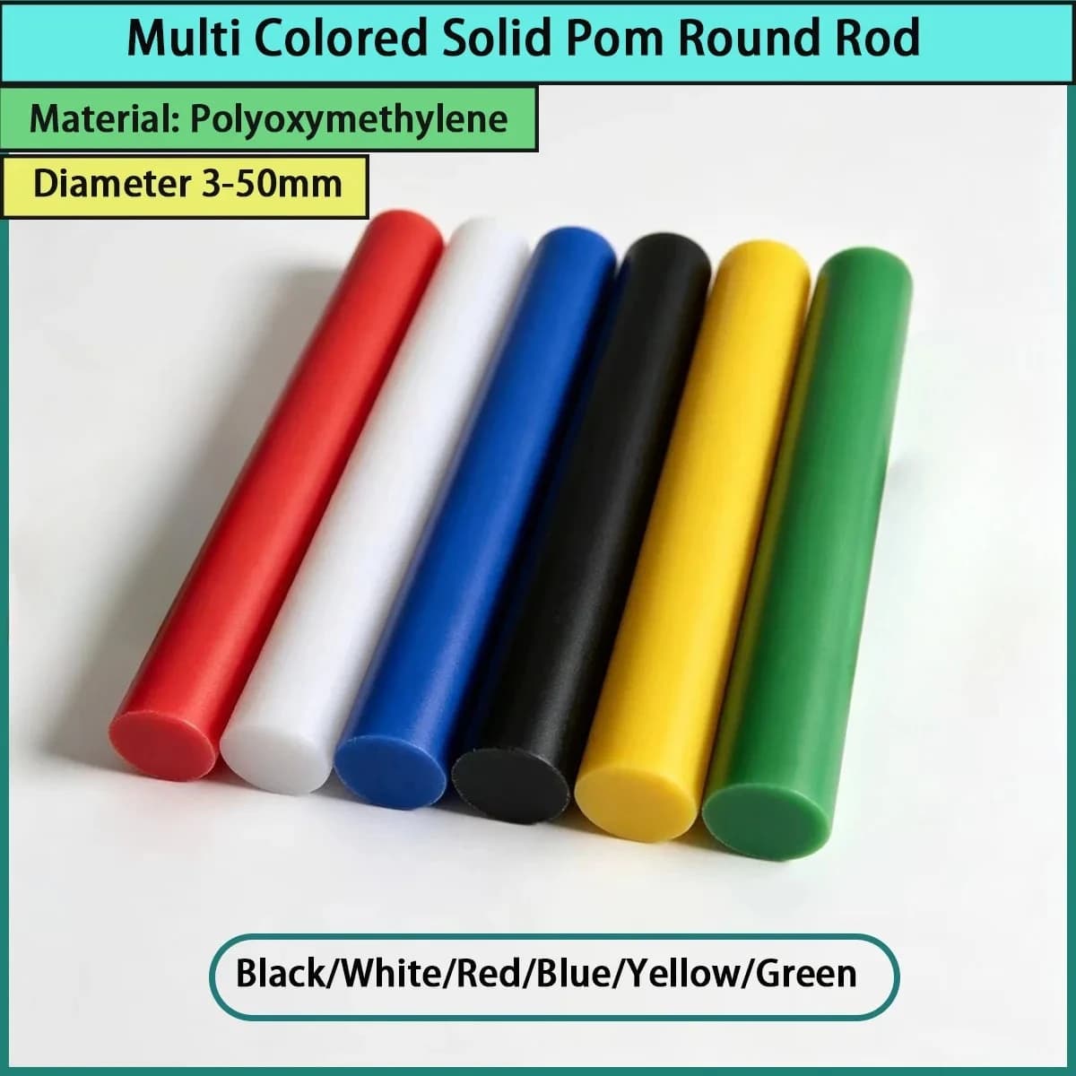 3-50mm Diameter Multi-Color Solid POM Round Rod Used for Precision Gears, Shaft Sleeves, Sliders, Positioning Pins, Etc