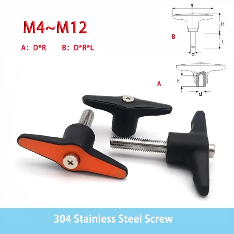 1pcs M5 M6 M8 M10 M12 Butterfly Adjustable Tightening Handle 304 Stainless Steel Screw t-Shaped Adjustable Rotating Fixed Handle